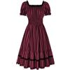 SCARLET DARKNESS Abito da donna steampunk in pizzo stile rockabilly abito medievale, rosso/nero, XXL