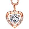 MomentWish Collana Oro Rosa Donna, 1 Carato Cuore Moissanite Punto Luce Diamante Collana Argento 925 Gioielli Regalo per Donne Fidanzata Mamma