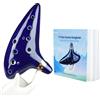Ohuhu Zelda Ocarina Strumento con cordino da collo e libro canzoni, 12 Foro Ocarina di Ceramica Alto C leggenda di Zelda Ocarina Flute Strumento, espositore a mano e custodia protettiva nera Blu