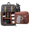 YuanWen DSLR Camera Canvas Backpack Large Capacity Front Open Waterproof Anti-shock SLR/DSLR Camera Rucksack Camera Travel Bag Professional Camera Bag