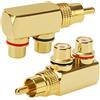 KUOQIY 2 Pezzi Angolo Retto RCA Y Splitter Adattatore, Spina Splitter AV RCA-Maschio a 2 femmina Connettore