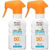 Garnier Ambre Solaire Kids Spray Solare Protezione Molto Alta SPF 50+ Advanced Sensitive Ipoallergenico per Bambini Viso e Corpo - 2 Flaconi da 200ml