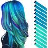 FESHFEN Extension Capelli Colorati Clip - 12 Pezzi Ciocche Capelli Blu e Alzavola Colorate Extensions con clip per Carnevale e Feste per Donna, 55 cm