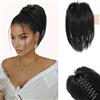colorful panda Colorfulpanda Corta Coda Capelli Extension dritta con Pinza,Capelli Chignon Finto Lisci Ponytail Claw in Hair Sintetici Coda di Cavallo e Disordinato Pelo arruffato per Donna 28cm,nera