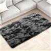 Bibykivn Tappeto Salotto Moderno Peluche Lavabile, Pelo Lungo Tappeti Antiscivolo Fondo, Tappeto Camera da letto per Soggiorno Corridoio Cameretta (80x160 cm, Grigio Scuro)