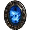 TRIXES Specchio ovale per Halloween con parola stregata, nero e oro, con immagine spettrale - Doppio sensore - Attivazione del movimento e del suono - Decorazione per la casa stregata