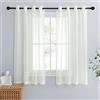 PONY DANCE Tende Trasparenti Effetto Lino per Interni Tende Salotto Moderne con Anelli Decorazione Voile Curtains per Cucina 2 Pezzi 140x160 CM, Beige Chiaro