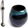La Fuente Set per tè Yerba Mate | Eramik Mate Tazza da tè a mano ~ 300 ml | Unico matero | Lavabile in lavastoviglie | Cannuccia in acciaio inox Bombilla Bola nero per tè Mate 21 cm | Set per yerba mate tè