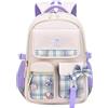 FANDARE Zaino per bambini per la scuola Luminoso Zainetti Cartelle Zaino Scuola Elementare Zaino Casual Ragazze Ragazzi Zainetto per Studenti Viaggiare con ciondolo in peluche & Badge carino Bianco