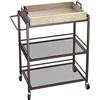 BAKAJI Carrello Cucina 3 Ripiani Industrial con Ruote Girevoli e Vassoio Colazione Legno removibile, Carrellino Salvaspazio, Multiuso, Trolley Estetista, Struttura Metallo, 65 x 33 x 91H cm (Bronzo)