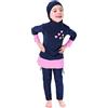 FYMNSI Bambino Filles Musulman - Costume da bagno UPF con protezione solare e coperta integrale Hijab Burkini con maniche lunghe e pantaloni da spiaggia, blu, 3-4 Anni
