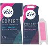 Veet Expert Strisce Depilatorie Viso Pelli Normali Burro di Karité con Salviette Post-Epilazione 20pz + Strisce Depilatorie Bikini & Ascelle Pelli Sensibili Olio di Mandorla Linguetta EasyGrip 16pz