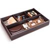 GORESE Svuotatasche in Pelle, Organizer per Cassetti Scrivania da Ufficio Vassoio Portaoggetti PU Tray con 4 Scomparti, Vassoio Organizer per Chiavi, Occhiali, Portafoglio, Monete, Gioielli(Marrone)