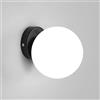 Tealight Applique da Parete Interno, Lampada da parete Moderno, Applique Sfera Nero, E27 Lampada a Muro Paralume di vetro 15CM per Camera da letto, Soggiorno, Corridoio, Senza Lampadina
