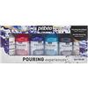 PEBEO Pébéo - Set Pouring Experiences - Colori Acrilici Premiscelati Pronti all'Uso - 6 Flaconi da 118ml - Bianco + Rosso + Blu + Turchese + Nero + Oro