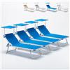 Beach and Garden Design Set 4 Lettini Prendisole Alluminio da Spiaggia con Tettuccio Regolabile NETTUNO