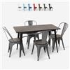 AHD Amazing Home Design Set tavolo rettangolare 120x60 con 4 sedie acciaio legno design Tolix industrial