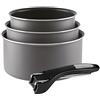 Sitram 710876 Set 3 Pentole Colore Tortora Ø 16/18/20 cm Rivestimento Interno Antiaderente Senza PFOA + Manico Removibile - Tutti i Piani Cottura Compresa induzione