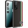 CUSTOMIZZA - Custodia cover nera morbida in tpu compatibile per Xiaomi Mi 10T PRO effetto fibra di carbonio bandiera Italia made in Italy