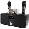 Bewinner Karaoke Bluetooth, Casse Karaoke con 2 Microfoni Wireless, Sistema PA Bluetooth Portatile, Altoparlante Karaoke con Supporto per Cellulare/USB/TF/AUX