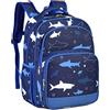 VASCHY Zaino per bambini ragazze ragazzi carino 40,6 cm zaino scuola elementare con cinturino petto fibbia e scomparti multipli, Squalo blu, Taille unique, Casual