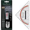 Faber-Castell 205067 - Set da esame con matita quadrata 14 cm, matite HB, gomma e temperino