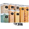 GoMaihe 8 contenitori alimentari da cucina, con chiusura ermetica, in plastica sigillata con coperchio, per conservare cereali, pasta, farina, cibo per animali domestici