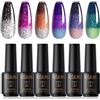 ROSALIND Cambiamento di Temperatura Smalto Semipermanente per Unghie, 6 Colori 7ml Rosa Marrone Glitter Blu Gel Unghie Soak Off UV Lampada, Smalti per Unghie Nail Art Gel Nail Polish Set