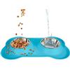 Ligo - Ciotole per Cani e Gatti di Piccola, Media e Grande Taglia, Ciotola Doppia in Acciaio Inossidabile Antiscivolo e Anti Goccia, Ciotola Cane con Tappetino in Silicone (S, AZZURRO)