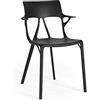 Kartell A.I. Sedia, Tecnopolimero termoplastico Riciclato, Nero, H 81 cm, 2 unità