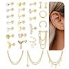 FIOROYAL 27 Pezzi 16G Piercing Helix Orecchini per Donne Uomini Acciaio Inossidabile Ipoallergenico Argento Oro Cartilagine Orecchio Cerchio Catena Dangle Orecchini Tragus Piercing Orecchio Gioielli-o