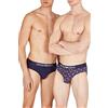 Emporio Armani Men's Classic Pattern Mix 2 Pack Brief Slip, Cachemire/Eclipse, M Uomo