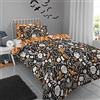 Bedlam Copriletto Halloween Giorno dei Morti Bedlam - Singolo (140 x 200cm) - Reversibile (2 Colori) - Luminoso al Buio - Scheletri, Fantasmi, Pipistrelli e Teschi - Biancheria e Decorazioni Halloween
