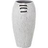 DRW Vaso da tavolo in ceramica bianco a righe e cordon marrone 16 x 20 x 32 cm, bocca 11 x 13 cm
