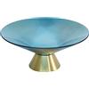 Kare Design ciotola Birdie, azzurro/oro, piatto fondo decorativo di vetro, portafrutta, portaoggetti, diametro 26 cm, tavolo da pranzo, consolle, soggiorno, stile art deco, glam, 11x26x26 cm
