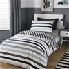 Bedlam - Beckett Stripe - Set copripiumino facile da pulire - Letto matrimoniale in bianco e nero