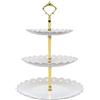 Wagoodter Alzata per dessert 3 livelli Alzata per cupcake Espositore per caramelle per frutta per la decorazione della festa del tè di compleanno di casa di nozze (Bianco)