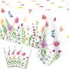 Dvaorc 4 pezzi tovaglia estiva con fiori selvatici tovaglia in plastica primaverile floreale estiva tovaglia monouso per decorazioni per feste 51 x 86 pollici