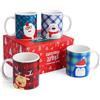 THE TWIDDLERS Set di 4 tazze natalizie assortite - Tazze da 340 ml con design Babbo Natale, pinguino, orso, renna