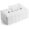 GORESE Porta Fazzoletti, Scatola per Fazzoletti in Pelle Dispenser per Fazzoletti Scatola Decorativa Tissue Box per Casa,Ufficio,Bagno,Auto(Bianca)