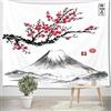 LB 150x100cm Arazzo Rosso fiore di ciliegio Arazzo da Parete Montagna grigio Telo da Parete giapponese Arte Muraria per Soggiorno Camera da Letto Dormitorio Decorazione