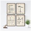 Nacnic Set di 4 stampe artistiche con raffigurazione di progetti Barca a vela. Particolari di Elica, Timone e Ancora. Regalo perfetto per gli amanti del mare e della navigazione.