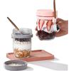 YAKLEE Shivpiin Overnight Oats Jar 2Pz Bicchiere per Cereali Tazza in Vetro con Coperchio Riutilizzabile Tazza Yogurt e Cereali, Contenitore di Avena Durante la Notte con Coperchio e Cucchiaio