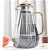 DUJUST Caraffa per Acqua con Coperchio in Acciaio Inossidabile [2 L], Brocca Acqua Vetro con Maniglia di Disegno del Diamante Nero, Decorazione per la Stanza, Caraffa in Vetro per Acqua ad Alta Durata