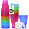 idea-station Neo Bicchieri Plastica 12 x 450 ml - colorati - con Coperchio - Bicchieri Cocktail infrangibile - riutilizzabile Set Bicchieri Acqua - ideale per compleanno e campeggio