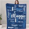 NIBESSER Coperta Personalizzata con Nome Plaid Personalizzato Comodo Morbido Coperta Pile Caldo Idea Regalo per Amici Bambini Nonni per Natale Matrimonio Compleanno, Blu, 90x120cm