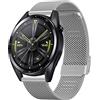 Hiseus Cinturino Compatibile con Huawei Watch GT2/GT3 46mm, Cinturino in Acciaio Inossidabile Intrecciata Compatibile con Huawei Watch GT 2/3 PRO 46mm/GT Runner/GT 2e/Watch 3/Watch 3 Pro (Argento)