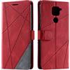 SONWO Cover per Xiaomi Redmi Note 9, Flip Caso in PU Pelle Case Cover Portafoglio Custodia per Xiaomi Redmi Note 9, [Kickstand] [Slot per Schede], Rosso