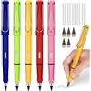 OFFCUP Matite Eterna, 5Pcs Penna Senza Inchiostro Matita, Penna Riutilizzabile Matita Infinita con 5 Punte di Ricambio e Gomma, Matita Infinity per Studenti per Scrivere Strumento Pittura Artistica