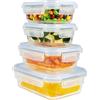 Home Fleek Contenitori In Vetro Per Alimenti Con Coperchio - Impilabili Meal Prep Contenitori Ermetici Per Alimenti Vetro, Adatti Microonde E Congelatore Contenitori Cibo Ventro (Set di 4, Blu)